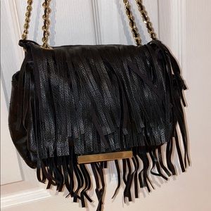 Steven Madden fringe black shoulder bag